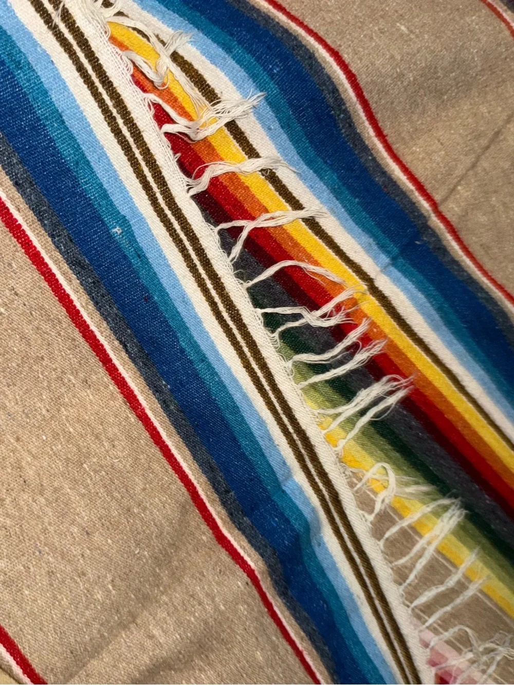 Vintage Saltillo Serape southwest colors striped throw 62x94